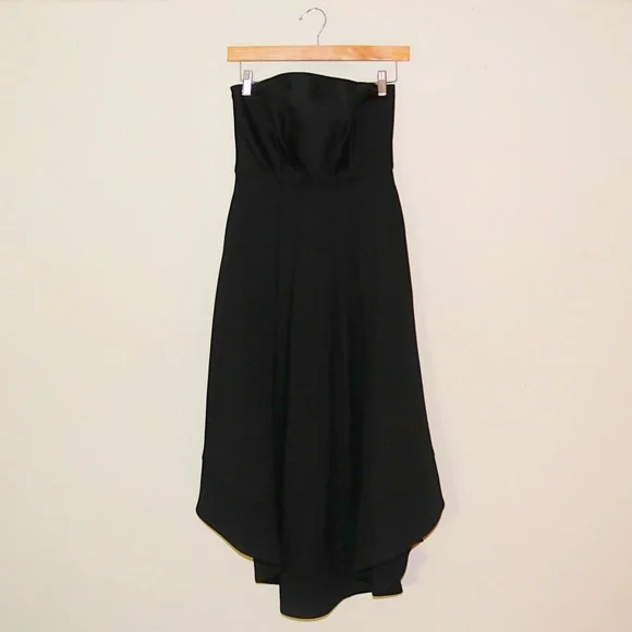 C/MEO Collective Vibrant Strapless Hi-Low Midi Dress In Black